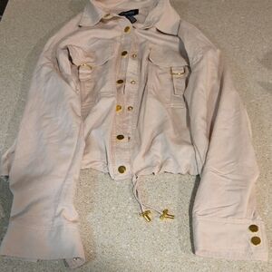 Cream Utility Jacket with Gold Buttons
